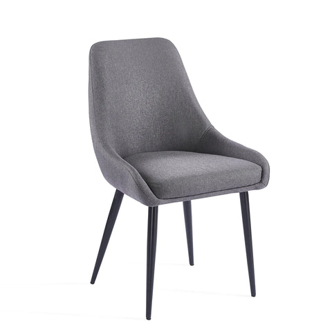 Eddy Set of 2 Dark Grey Dining Chairs with Black Metal Frame