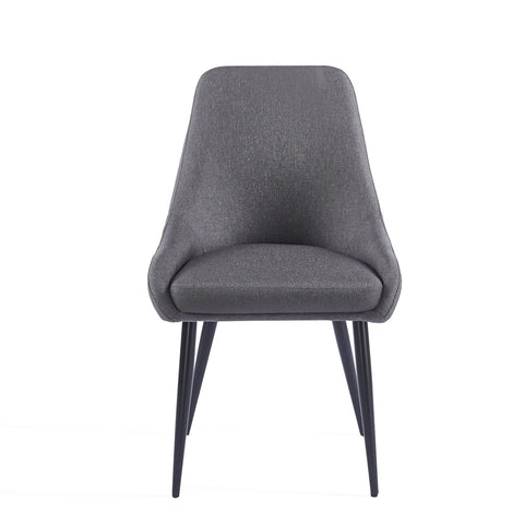 Eddy Set of 2 Dark Grey Dining Chairs with Black Metal Frame
