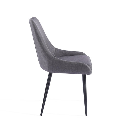 Eddy Set of 2 Dark Grey Dining Chairs with Black Metal Frame