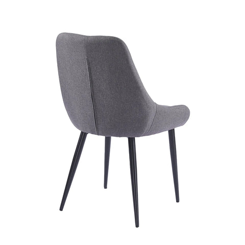 Eddy Set of 2 Dark Grey Dining Chairs with Black Metal Frame