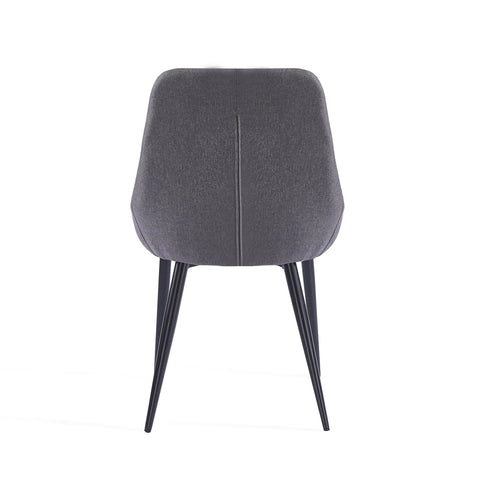 Eddy Set of 2 Dark Grey Dining Chairs with Black Metal Frame