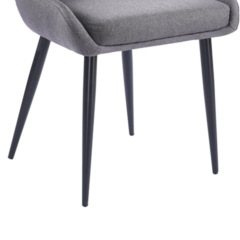 Eddy Set of 2 Dark Grey Dining Chairs with Black Metal Frame
