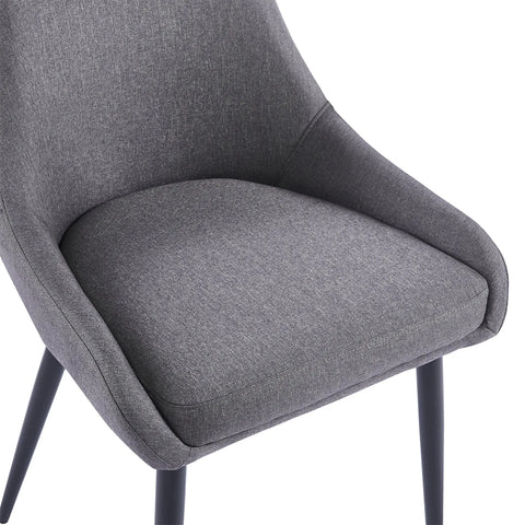 Eddy Set of 2 Dark Grey Dining Chairs with Black Metal Frame