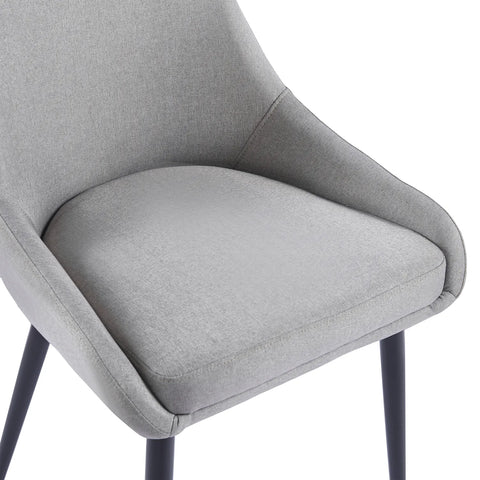 Eddy Set of 2 Light Grey Dining Chairs with Black Metal Frame