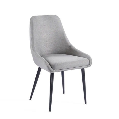 Eddy Set of 2 Light Grey Dining Chairs with Black Metal Frame