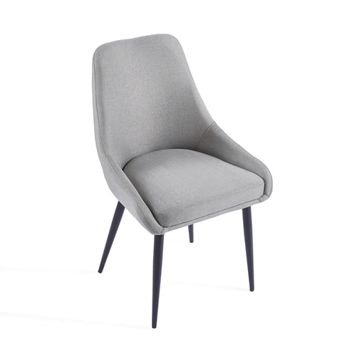 Eddy Set of 2 Light Grey Dining Chairs with Black Metal Frame