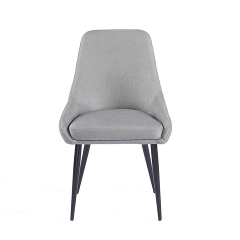 Eddy Set of 2 Light Grey Dining Chairs with Black Metal Frame
