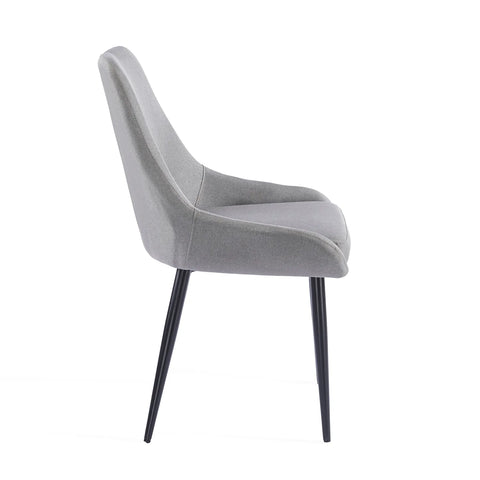 Eddy Set of 2 Light Grey Dining Chairs with Black Metal Frame