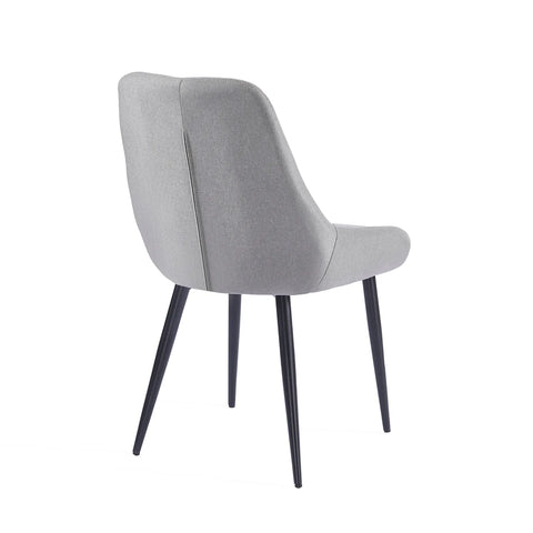 Eddy Set of 2 Light Grey Dining Chairs with Black Metal Frame