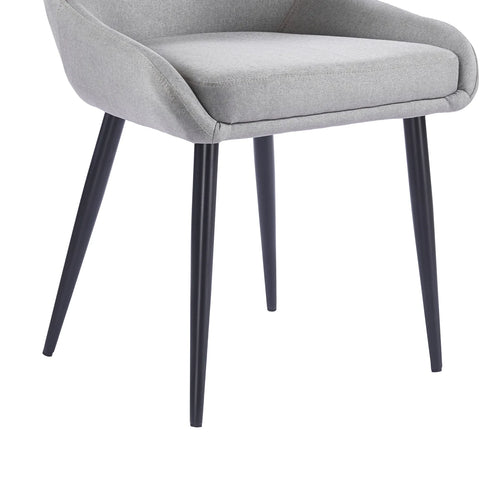 Eddy Set of 2 Light Grey Dining Chairs with Black Metal Frame