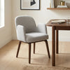 Elano Light Grey Bouclé Dining Chair with Walnut Effect Ash Solid Wood Frame