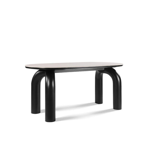 Ellie Grand Marble Dining Table with U-Shaped Black Legs - 160cm x 80cm