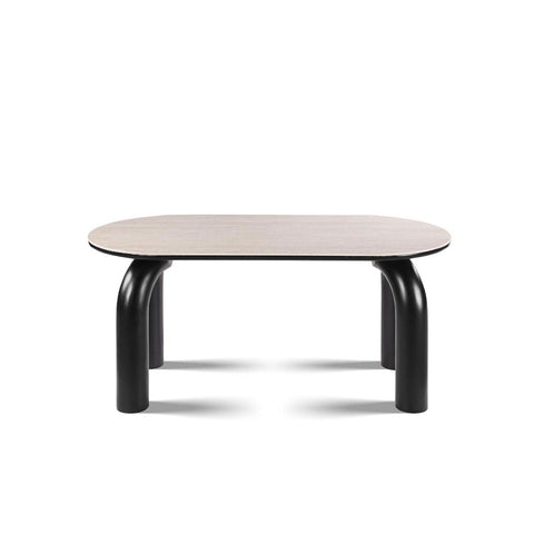 Ellie Grand Marble Dining Table with U-Shaped Black Legs - 160cm x 80cm