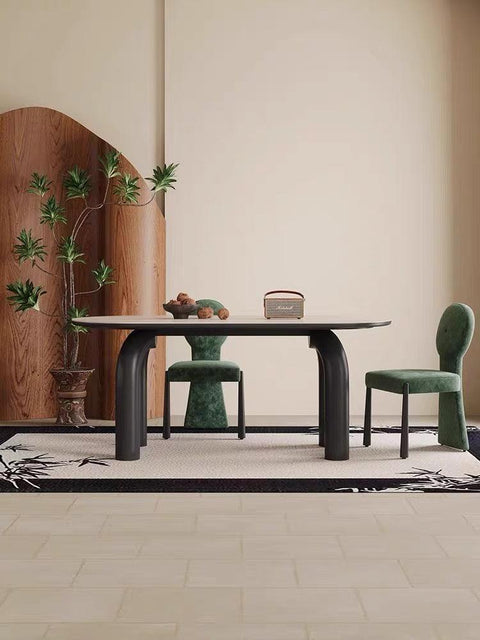 Ellie Grand Marble Dining Table with U-Shaped Black Legs - 160cm x 80cm