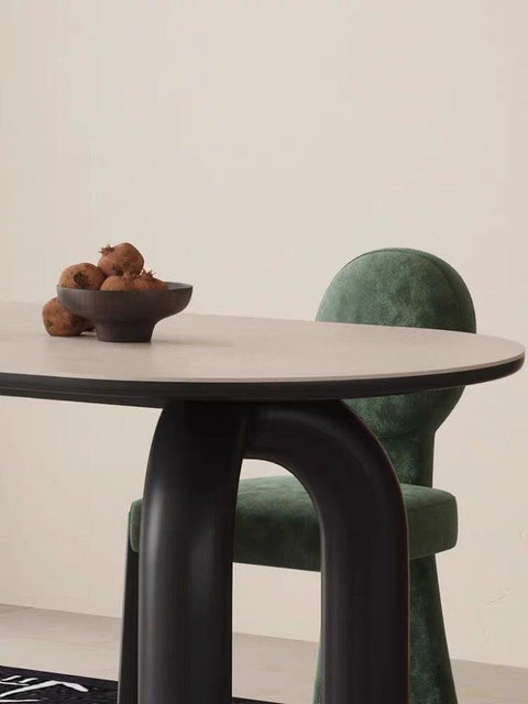 Ellie Grand Marble Dining Table with U-Shaped Black Legs - 160cm x 80cm