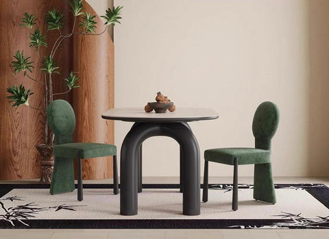 Ellie Grand Marble Dining Table with U-Shaped Black Legs - 160cm x 80cm