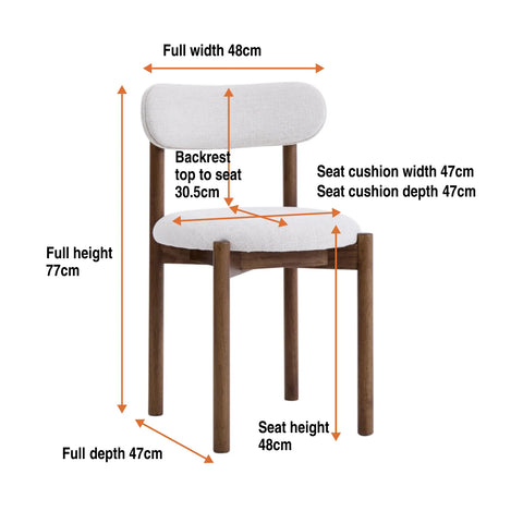 Elmora Set of 2 Cream Fabric Dining Chairs