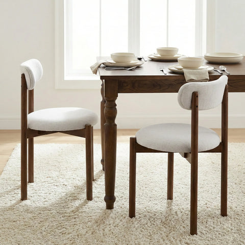 Elmora Set of 2 Beige Fabric Dining Chairs