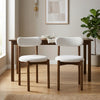 Elmora Set of 2 Light Warm Grey Textured Fabric Dining Chairs with Walnut Effect Solid Wood Frame
