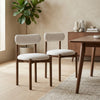 Elmora Set of 2 Beige Textured Fabric Dining Chair with Walnut Effect Solid Wood Frame