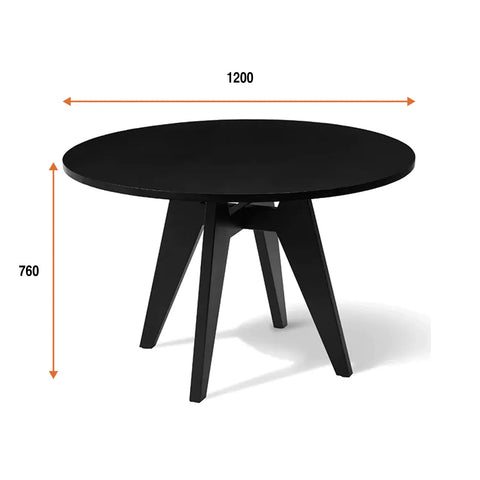 Elva Black Round  Wooden Dining Table - 120cm