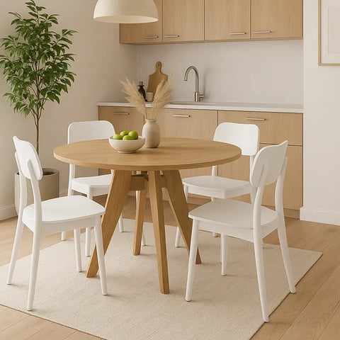 Elva Brown Round  Wooden Dining Table - 120cm