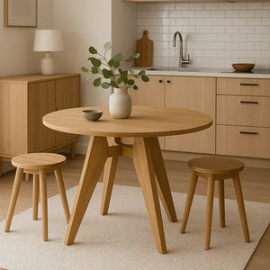 Elva Brown Round  Wooden Dining Table - 120cm