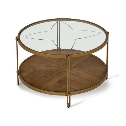 Ember Glass-Top Round Coffee Table