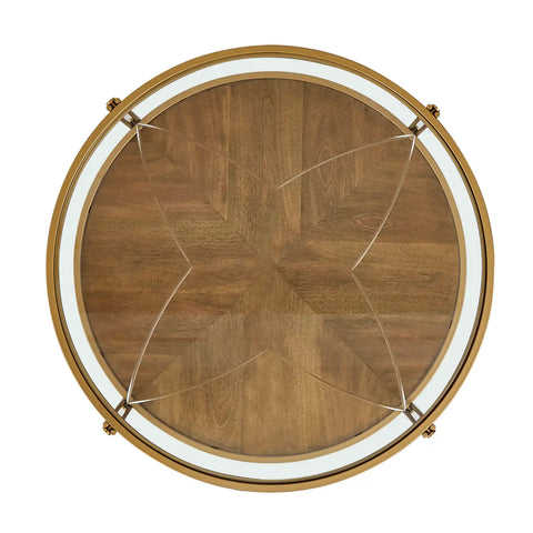 Ember Glass-Top Round Coffee Table