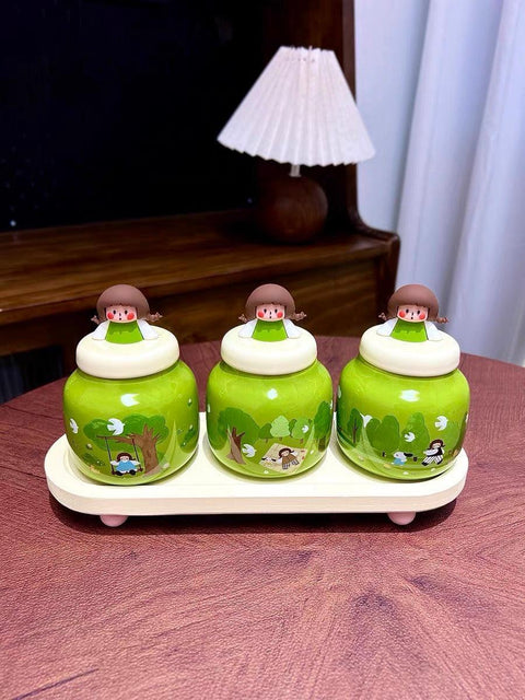 Enchanted Forest Girl Ceramic Seasoning Jars - 280ml - Furnt