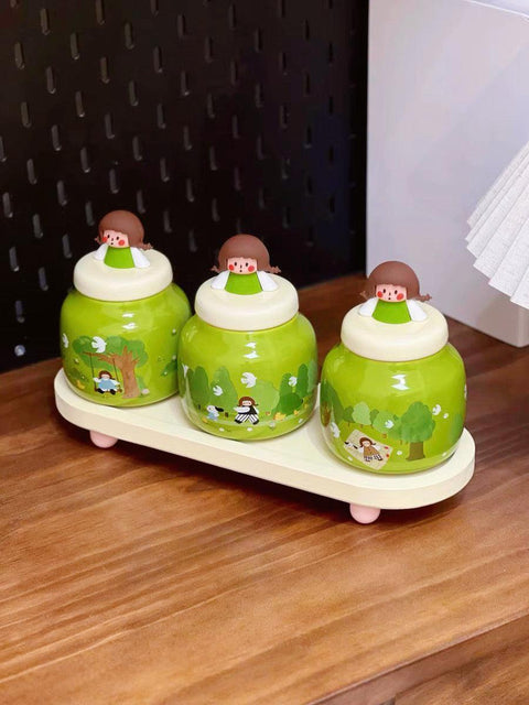 Enchanted Forest Girl Ceramic Seasoning Jars - 280ml - Furnt