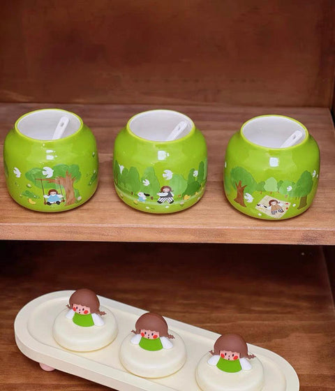 Enchanted Forest Girl Ceramic Seasoning Jars - 280ml - Furnt