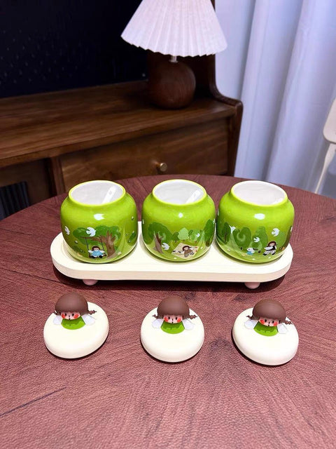 Enchanted Forest Girl Ceramic Seasoning Jars - 280ml - Furnt