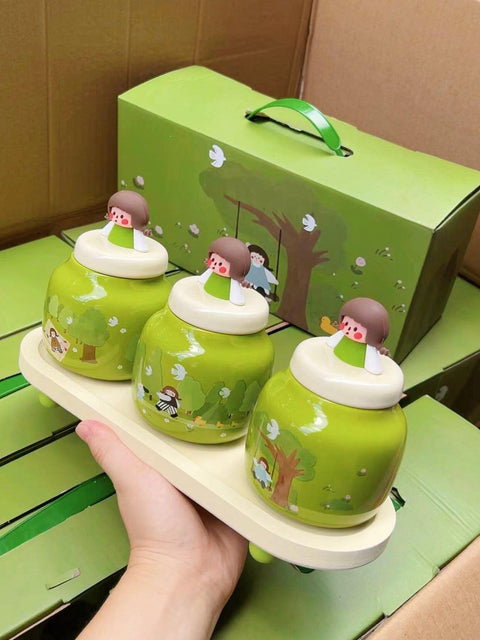 Enchanted Forest Girl Ceramic Seasoning Jars - 280ml - Furnt
