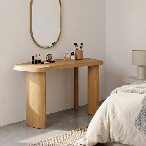 Evo Natural Effect Office Desk with Curved Panel Leg