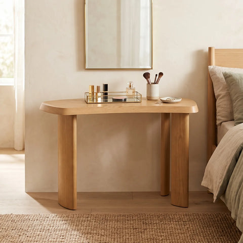 Evo Natural Effect Office Desk with Curved Panel Leg