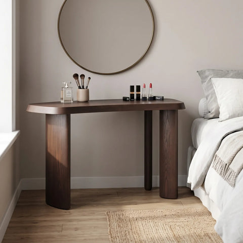 Evo Walnut Effect Office Desk with Curved Panel Leg