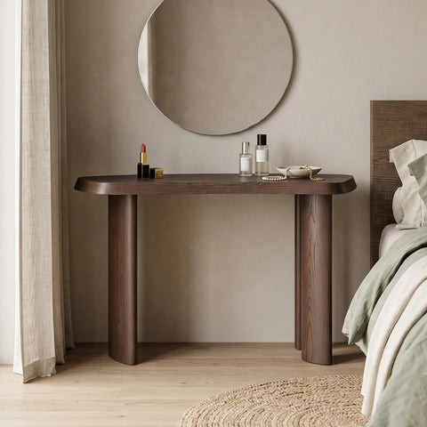 Evo Walnut Effect Office Desk with Curved Panel Leg