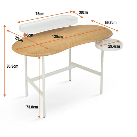 Flow Natural Effect Dressing Table with Movable Side Shelf