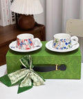 Fleur-de-Lis Elegance Coffee Cup Set - 270ml (Enchanted Garden Edition) - Furnt