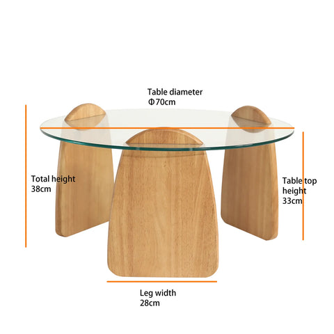 Forma Set of 2 Oak Wooden Coffee Tables with Tampered Glass