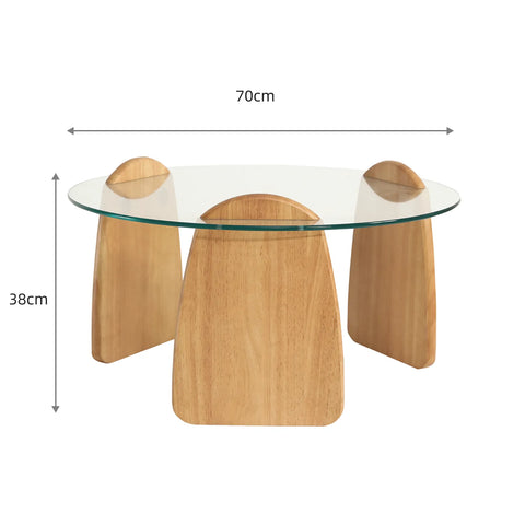 Forma Set of 2 Oak Effect Coffee Tables with Tampered Glass