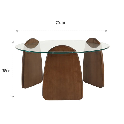 Forma Set of 2 Walnut Effect Coffee Tables with Tampered Glass