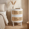 Franco Curved White Rattan Wooden Bedside Cabinet