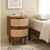 Franco Curved Brown Rattan Wooden Bedside Cabinet