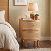 Franco Curved Natural Rattan Wooden Bedside Cabinet