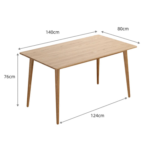 Gather Scandinavian Mid-Century Oak Effect 4-6 Seater Rectangle Wooden Dining Table - 140cm