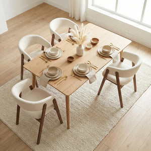 Gather Scandinavian Mid-Century Oak Effect 4-6 Seater Rectangle Wooden Dining Table - 140cm
