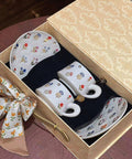 Golden Blossom Embossed Ceramic Coffee Cup Set - 260ml - Furnt