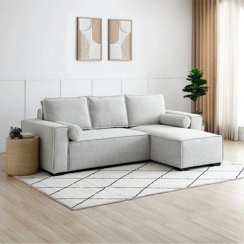 Harrison Corner Sofa Bed in Olive Green Chenille, Navy Chenille or Natural Boucle